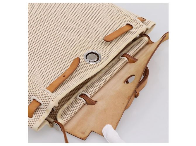 Hermès HERMES Herbag Ad PM Rucksack Canvas Leder Beige Silver Auth ka5642V Silber - Ansicht 20
