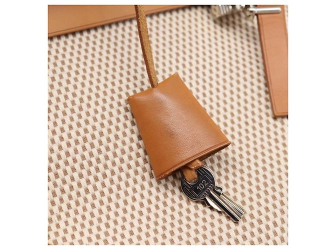 Hermès HERMES Herbag Ad PM Rucksack Canvas Leder Beige Silver Auth ka5642V Silber - Ansicht 29