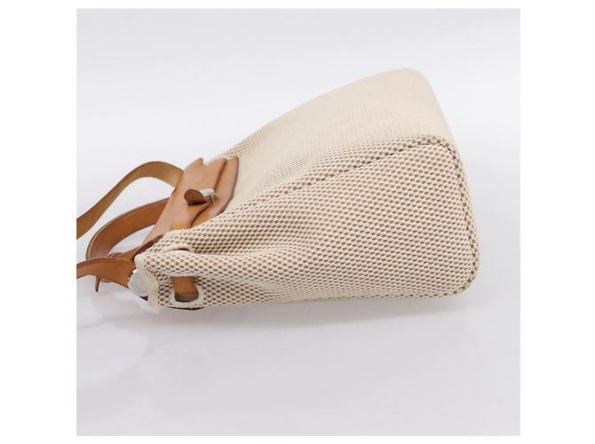Hermès HERMES Herbag Ad PM Rucksack Canvas Leder Beige Silver Auth ka5642V Silber - Ansicht 4