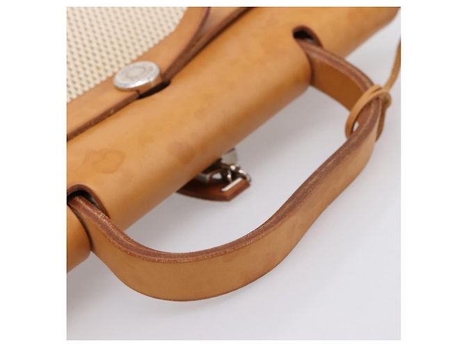 Hermès HERMES Herbag Ad PM Rucksack Canvas Leder Beige Silver Auth ka5642V Silber - Ansicht 7