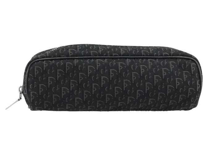 Pouch Christian Dior Trotter Canvas Nero Argento Auth bs36782A - vista 2