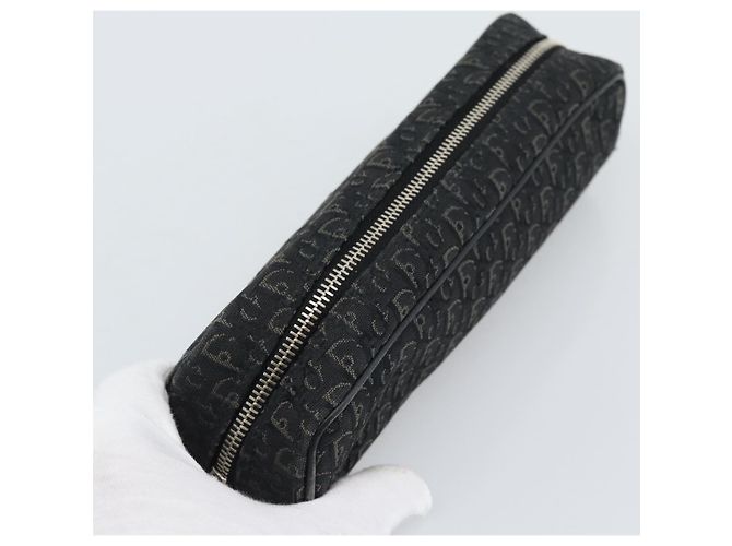 Pouch Christian Dior Trotter Canvas Nero Argento Auth bs36782A - vista 6