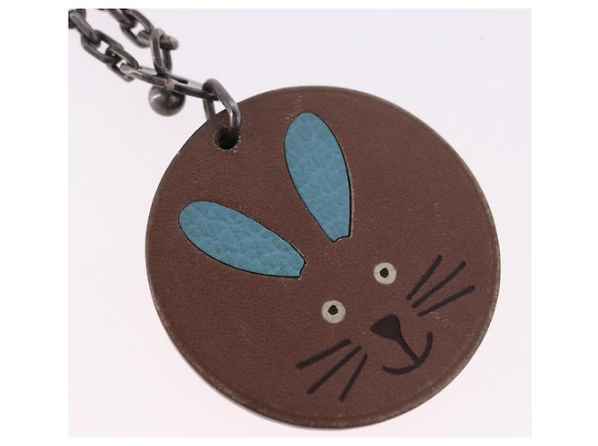 Hermès HERMES Rabbit Key Holder Leather Brown Blue Auth 196489 - view 4