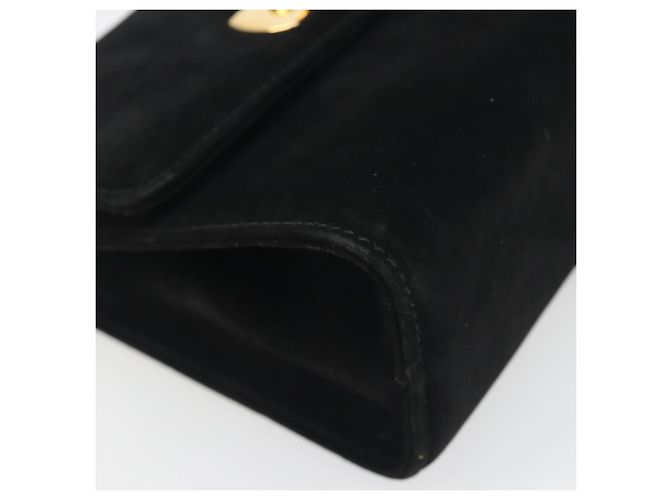 Borsa a tracolla Salvatore Ferragamo Gancini in camoscio nero e oro Auth 194354A D'oro - vista 11
