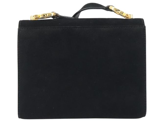 Borsa a tracolla Salvatore Ferragamo Gancini in camoscio nero e oro Auth 194354A D'oro - vista 3