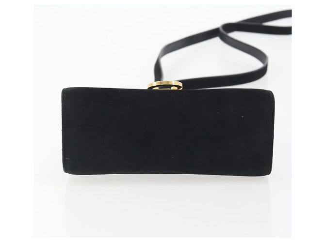 Borsa a tracolla Salvatore Ferragamo Gancini in camoscio nero e oro Auth 194354A D'oro - vista 9