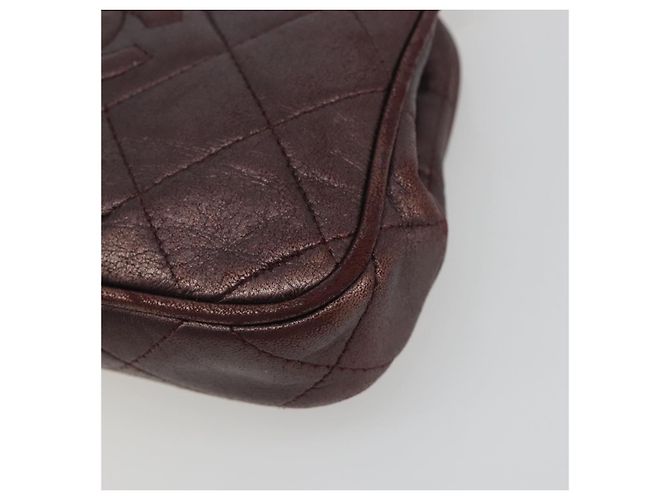 CHANEL Matelasse Gürteltasche Lammleder Bordeaux Gold CC Auth bs36614A Golden - Ansicht 10