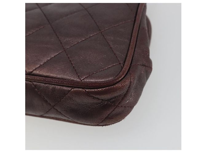 CHANEL Matelasse Gürteltasche Lammleder Bordeaux Gold CC Auth bs36614A Golden - Ansicht 12