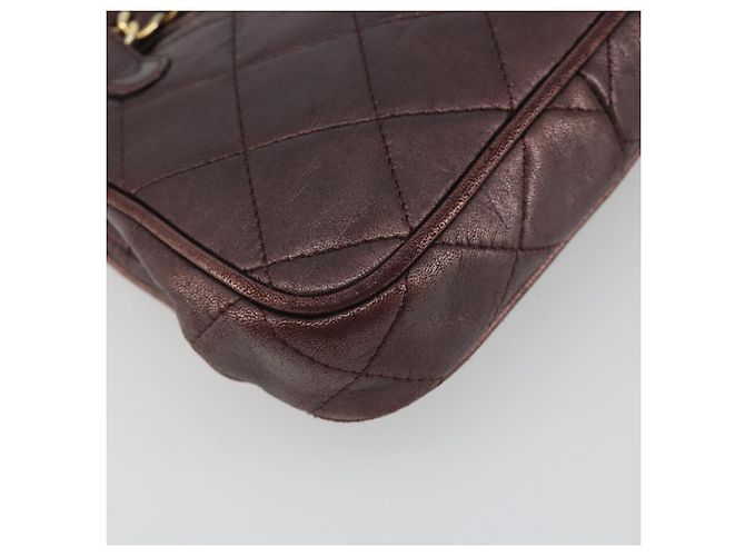 CHANEL Matelasse Gürteltasche Lammleder Bordeaux Gold CC Auth bs36614A Golden - Ansicht 13