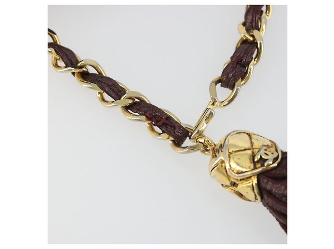 CHANEL Matelasse Gürteltasche Lammleder Bordeaux Gold CC Auth bs36614A Golden - Ansicht 15