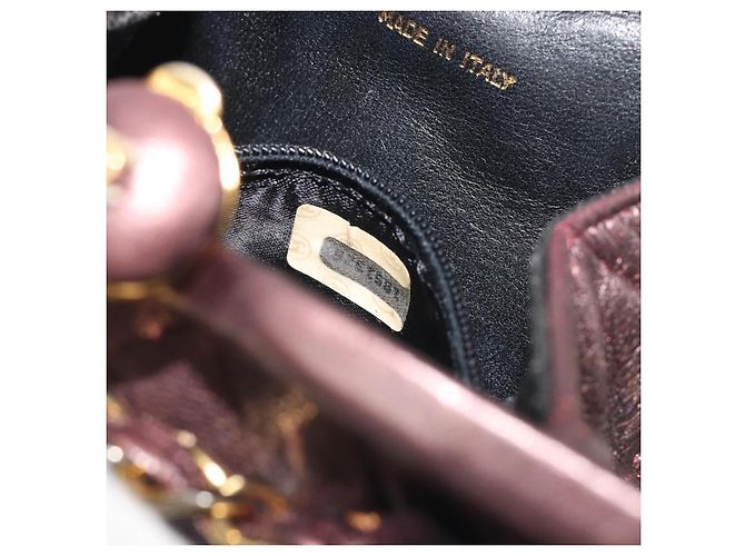 CHANEL Matelasse Gürteltasche Lammleder Bordeaux Gold CC Auth bs36614A Golden - Ansicht 23