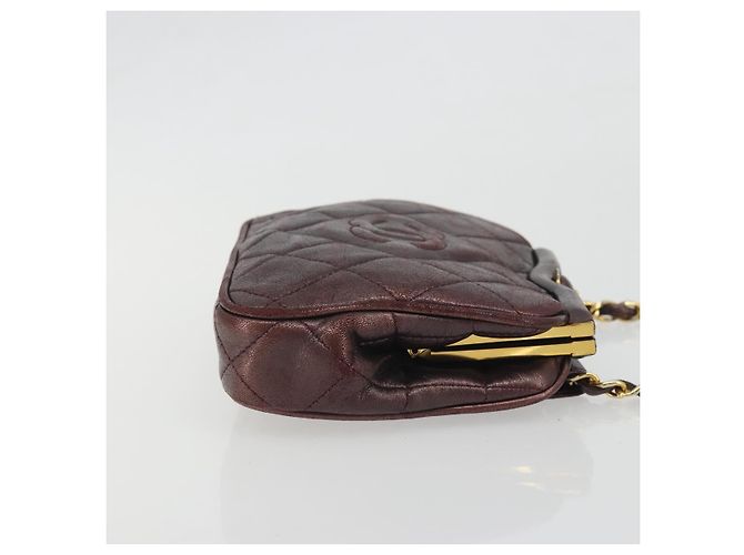 CHANEL Matelasse Gürteltasche Lammleder Bordeaux Gold CC Auth bs36614A Golden - Ansicht 4