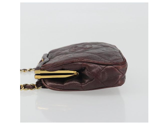 CHANEL Matelasse Gürteltasche Lammleder Bordeaux Gold CC Auth bs36614A Golden - Ansicht 5