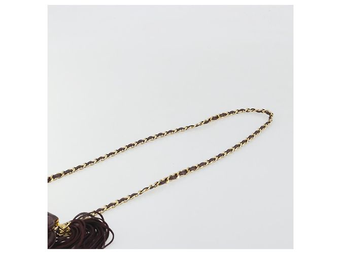 CHANEL Matelasse Gürteltasche Lammleder Bordeaux Gold CC Auth bs36614A Golden - Ansicht 8