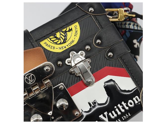 Borsa a tracolla LOUIS VUITTON Epi Petite Mar Nero Argento LV Auth 195331M - vista 17