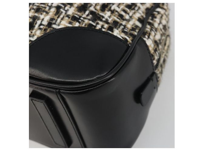 Borsa Boston PRADA Tweed Nero Argento Auth 195598V - vista 10
