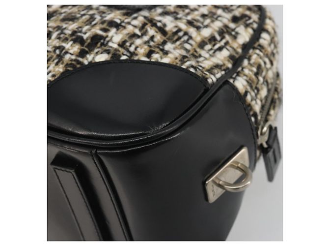 Borsa Boston PRADA Tweed Nero Argento Auth 195598V - vista 12