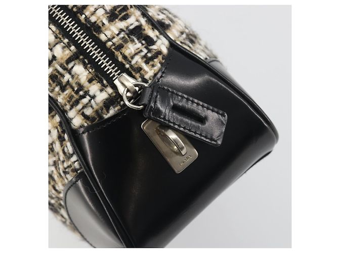 Borsa Boston PRADA Tweed Nero Argento Auth 195598V - vista 15