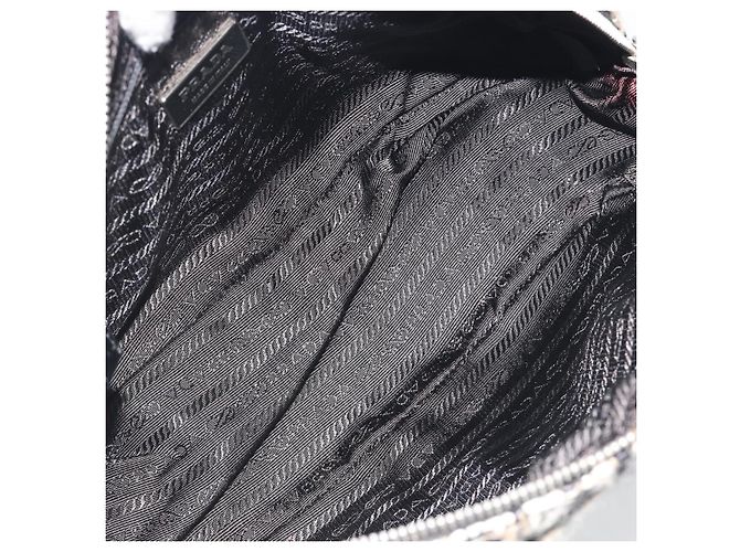 Borsa Boston PRADA Tweed Nero Argento Auth 195598V - vista 17