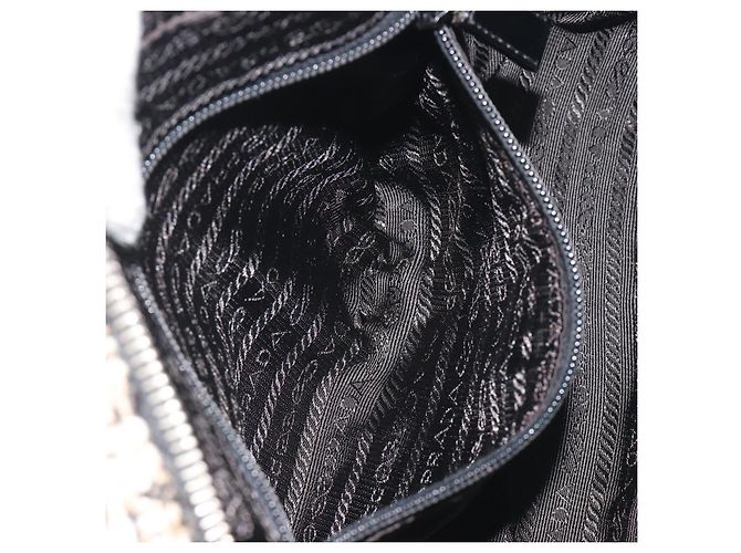 Borsa Boston PRADA Tweed Nero Argento Auth 195598V - vista 21