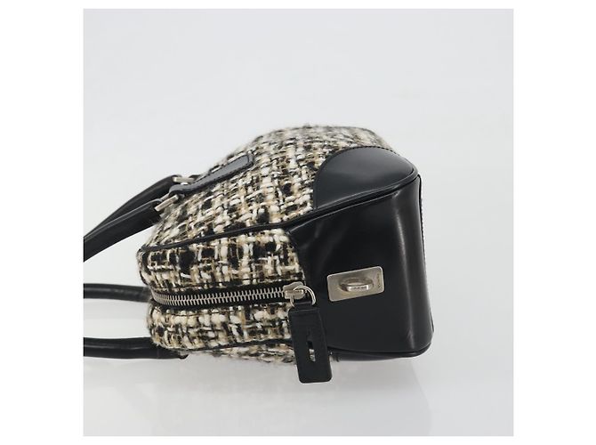 Borsa Boston PRADA Tweed Nero Argento Auth 195598V - vista 5
