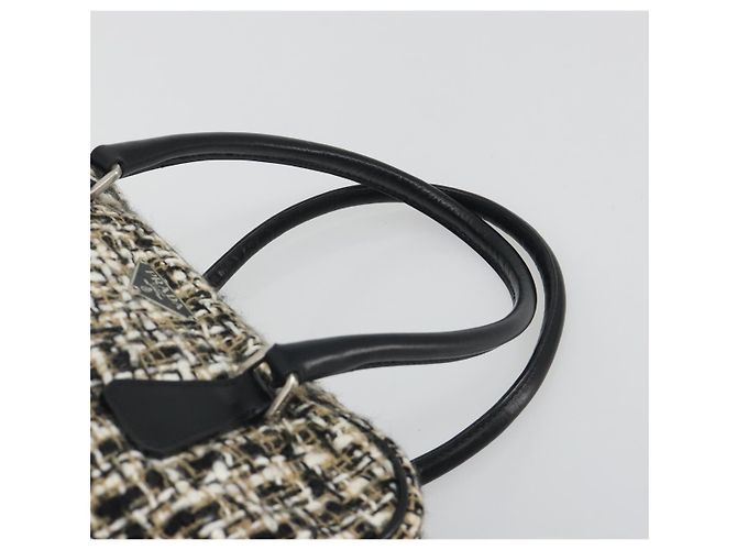 Borsa Boston PRADA Tweed Nero Argento Auth 195598V - vista 8