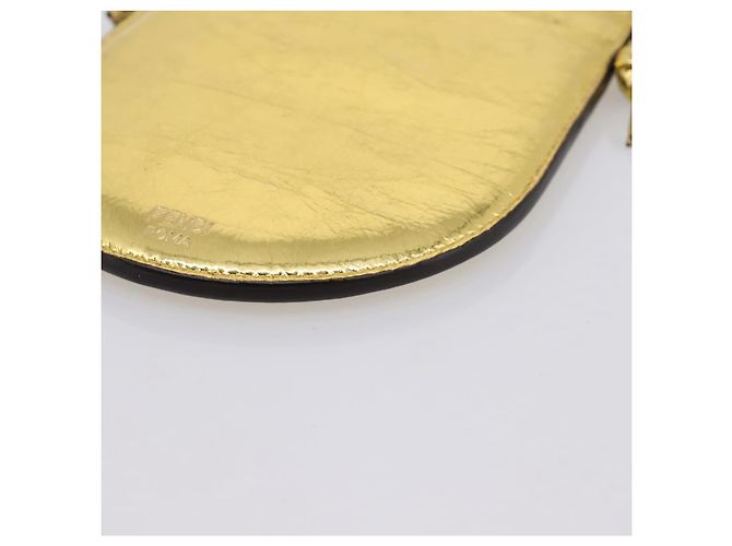 FENDI Olock Phone Holder Shoulder Pouch Leather Gold Auth 196474A D'oro - vista 12