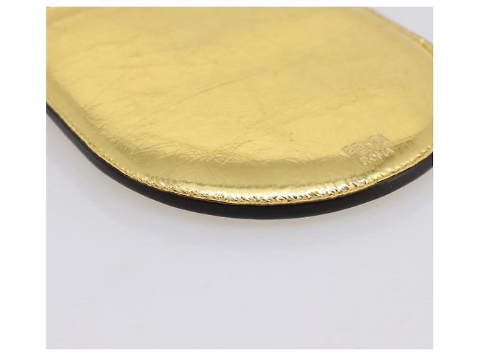 FENDI Olock Phone Holder Shoulder Pouch Leather Gold Auth 196474A D'oro - vista 13