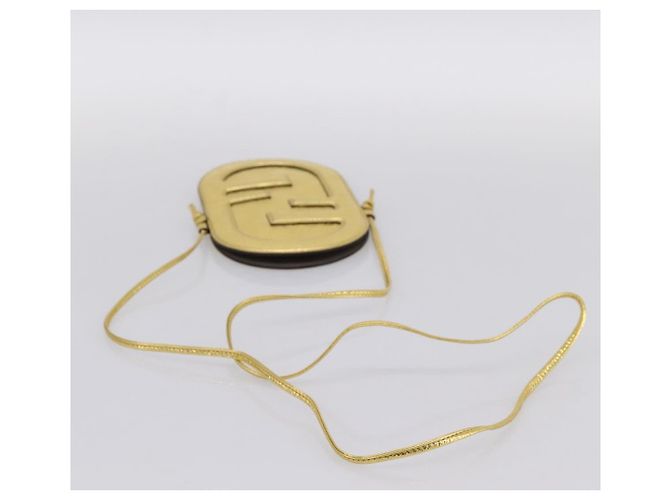 FENDI Olock Phone Holder Shoulder Pouch Leather Gold Auth 196474A D'oro - vista 7