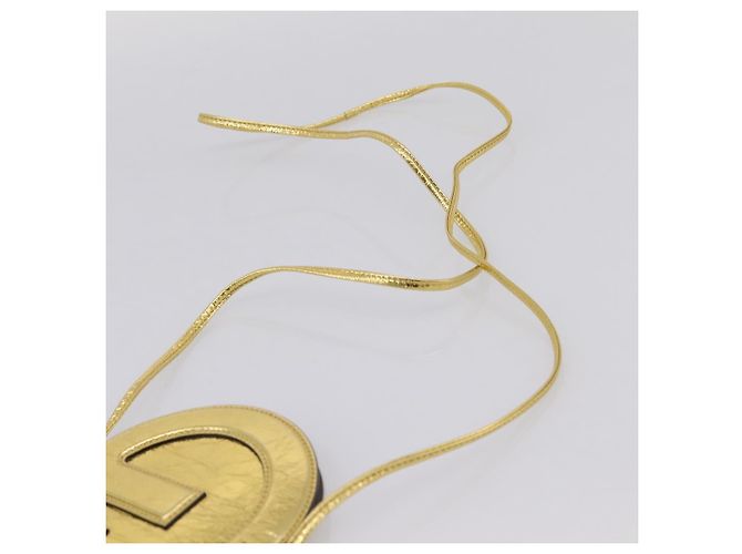 FENDI Olock Phone Holder Shoulder Pouch Leather Gold Auth 196474A D'oro - vista 8