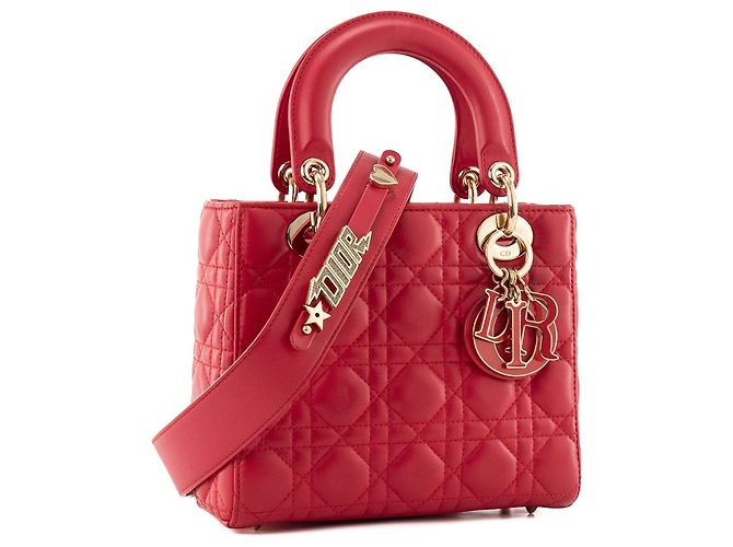 DIOR - Borsa a tracolla Lady Dior My ABCDior small in pelle liscia rossa Rosso - vista 2