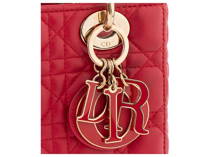 DIOR - Borsa a tracolla Lady Dior My ABCDior small in pelle liscia rossa Rosso - vista 5