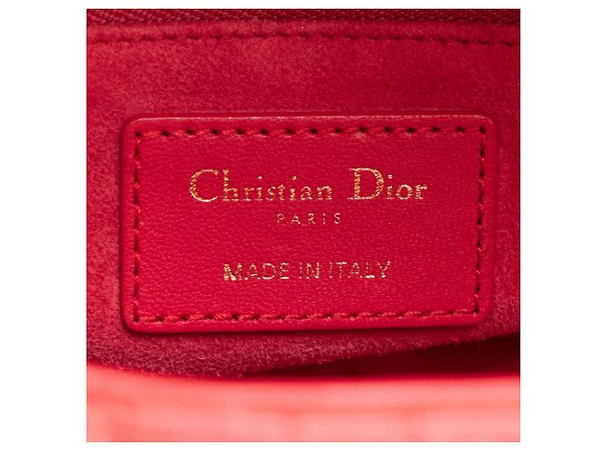 DIOR - Borsa a tracolla Lady Dior My ABCDior small in pelle liscia rossa Rosso - vista 8
