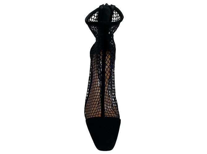 Aquazzura Black Suede / Net Amore 75 Booties Noir - vue 4