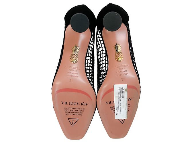 Aquazzura Black Suede / Net Amore 75 Booties Noir - vue 7