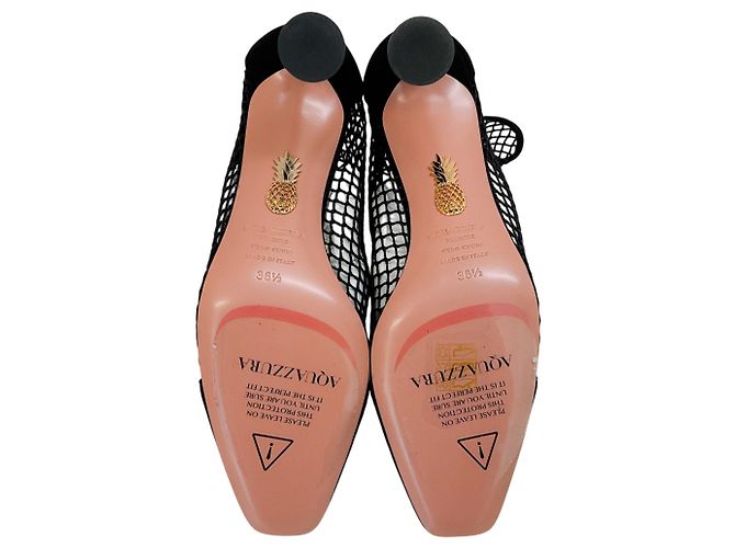 Aquazzura Black Suede / Net Amore 75 Booties Noir - vue 8