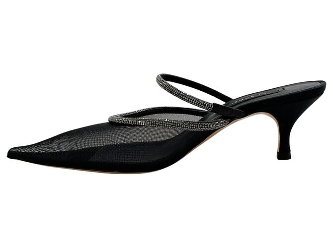 Casadei Mimi Mules aus schwarzem Mesh mit Kristallen - Ansicht 3