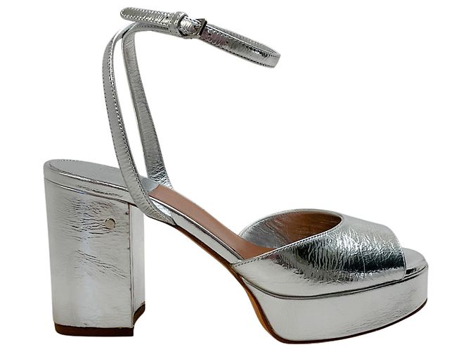 Sandali platform Jenna in pelle laminata argento Laurence Dacade - vista 2