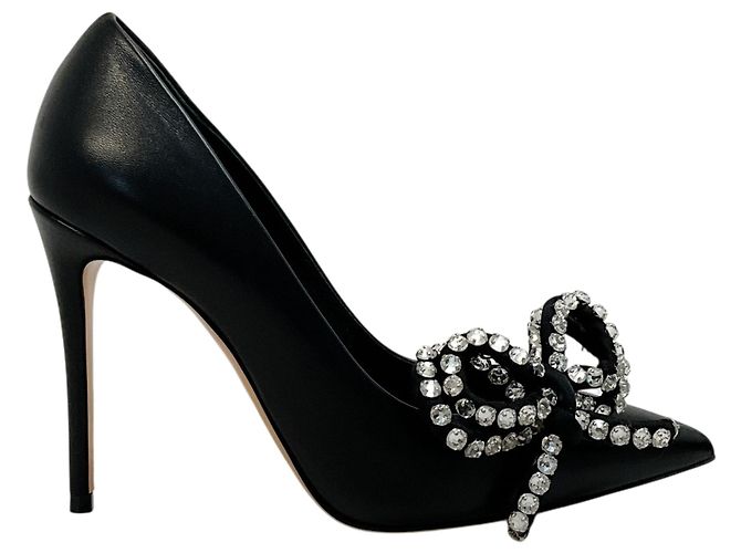Décolleté Casadei Judith Julia in pelle nera con fiocco di strass Nero - vista 2