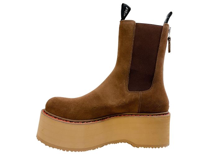 Botas Chelsea Platform Double Stack de ante marrón R13 Castaño - vista 3