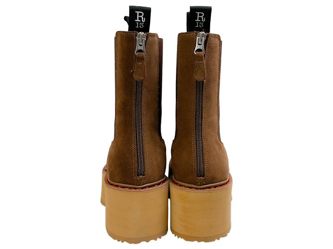 Botas Chelsea Platform Double Stack de ante marrón R13 Castaño - vista 5