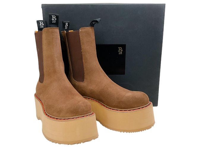 Botas Chelsea Platform Double Stack de ante marrón R13 Castaño - vista 6
