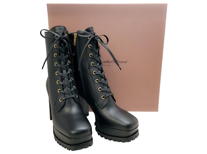 Stivaletti stringati York in pelle nera Gianvito Rossi Nero - vista 6