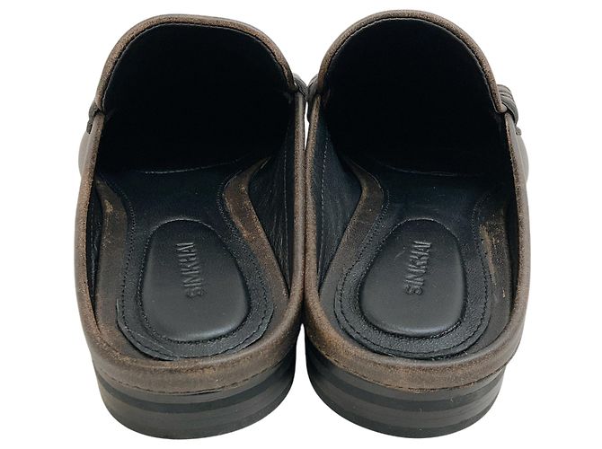 Jonathan Simkhai Mules mocassini in pelle chocolate distressed Simkhai Marrone - vista 5