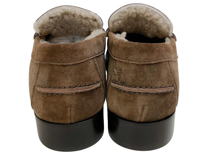Casadei Mocassini Casade in camoscio marrone foderati in shearling - vista 5