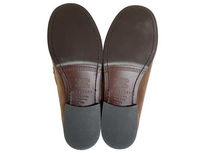 Casadei Mocassini Casade in camoscio marrone foderati in shearling - vista 8