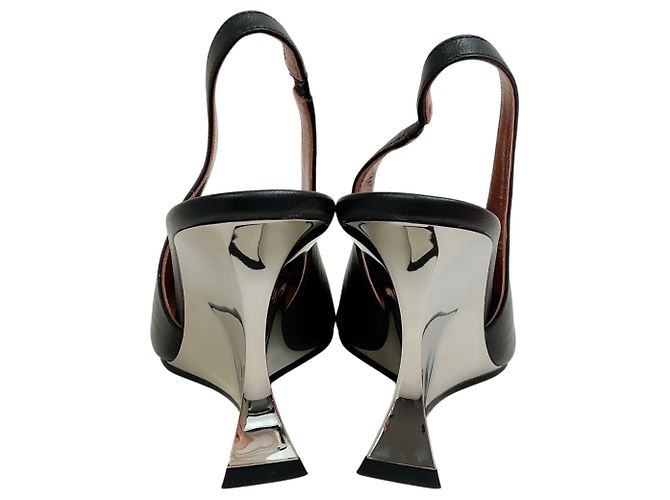 Paris Texas Black / Silver Nina Slingback Wedge Pumps Nero - vista 5