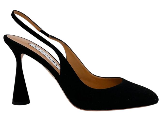 Décolleté Slingback Aquazzura Amore 95 in camoscio nero - vista 2