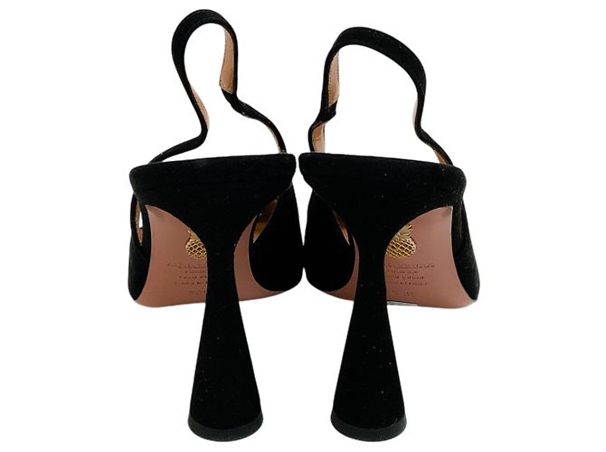 Décolleté Slingback Aquazzura Amore 95 in camoscio nero - vista 5