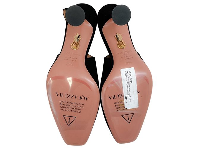 Décolleté Slingback Aquazzura Amore 95 in camoscio nero - vista 7